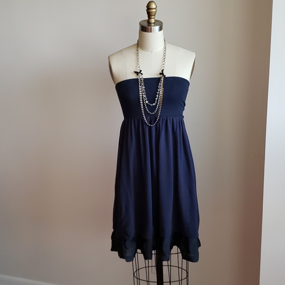 Theory Strapless Navy Dress